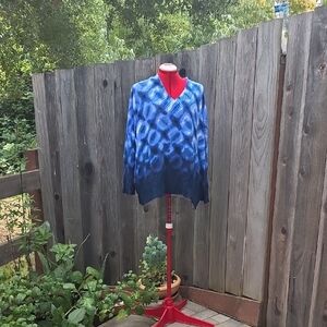 NIC+ZOE Blue Patterned V-Neck Men's Sweater